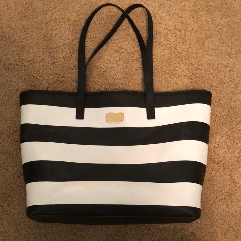 Michael Kors black and white striped purse